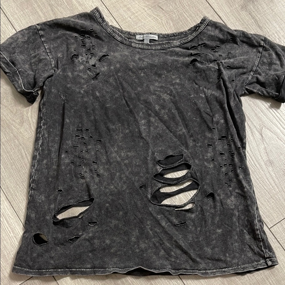 Charlotte Russe Black Cut Out Short Sleeve Tee